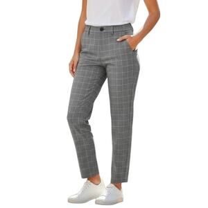Zara Women's Dress Pants Size 29 Gray Checked Plaid Slim Leg Mid Rise Trousers